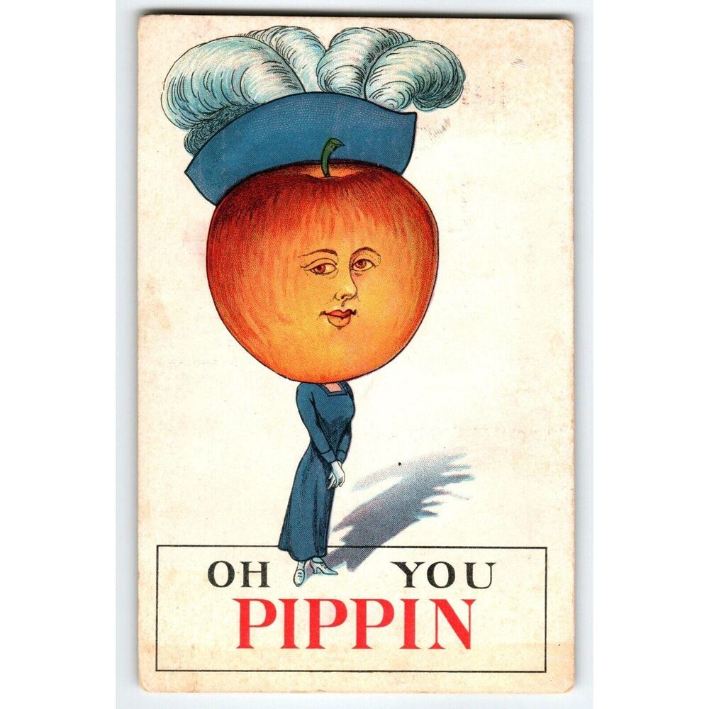Oh You Pippin Postcard Fantasy Dressed Apple Head Lady S85 Anthropomorphic 1912